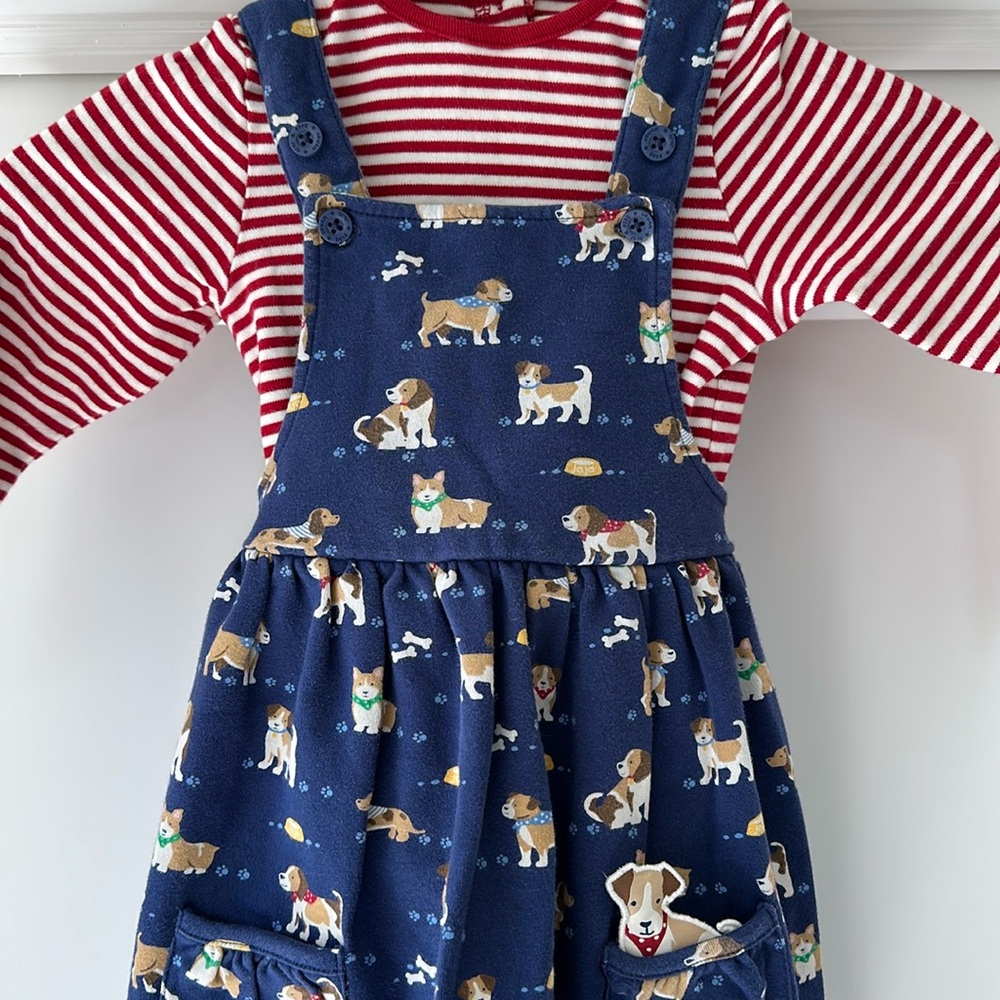 Jojo Maman Bebe Girls Dog Dress Sz 5-6